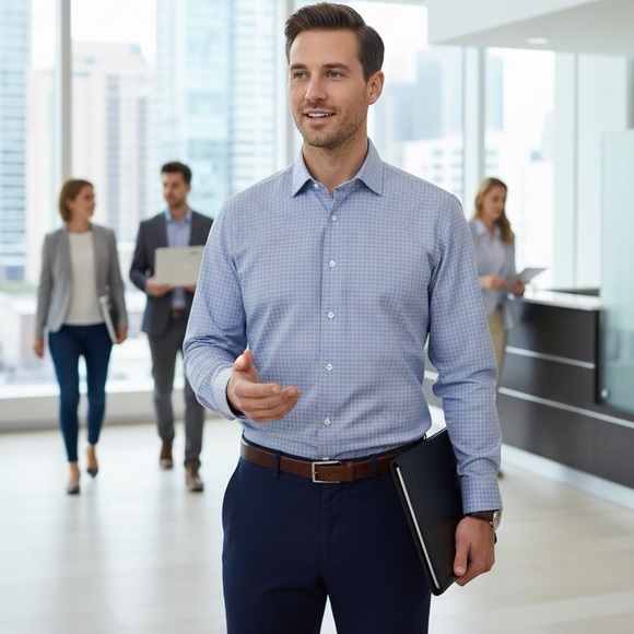 Joseph Abboud Other - Joseph Abboud Light Blue Checkered Button Down Shirt